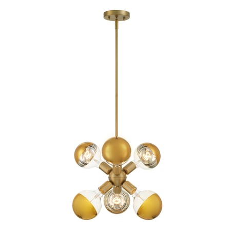 Designers Fountain Gambit 60 Watt 6 Light Brushed Gold Pendant D293M-7P-BG